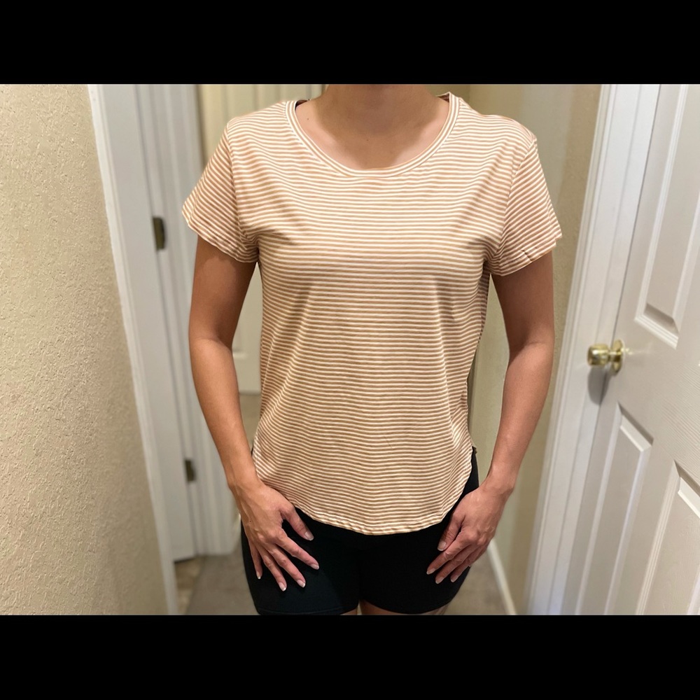 H&M White and Tan Strip Shirt